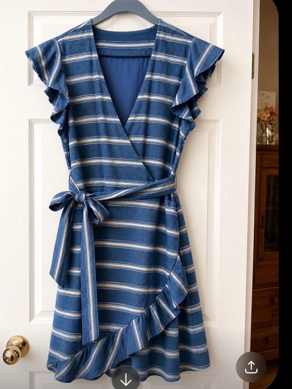 Stylestalker Blue & White Striped Wrap Mini Dress